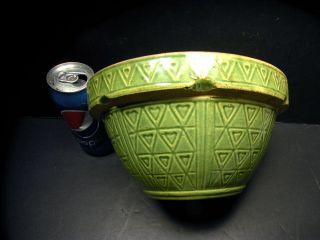 Rare Mccoy Stoneware Art Deco Heart/s & Triangle/s Green Medium Mixing Bowl 5 "