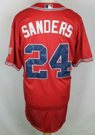 Sanders 24 Atlanta Braves Baseball Jersey Mens Size 56 " Majestic Rare