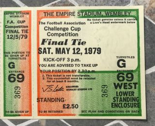 Rare 1979 FA CUP FINAL Ticket MAN UTD v ARSENAL (& Complete) 2