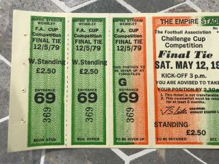 Rare 1979 FA CUP FINAL Ticket MAN UTD v ARSENAL (& Complete) 3