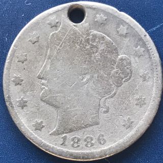 1886 Liberty Head Nickel 5c Rare Key Date Circulated V 5 Cents 8825