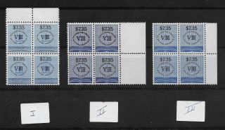 L2791 Trinidad & Tobago Insurance Revenue Stamp Print Variety Blocks 4 Rare