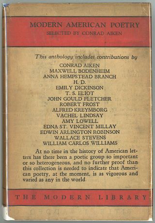 Rare 1927 1st Modern Library Ed 127 Modern American Poetry Aiken In Dustjacket