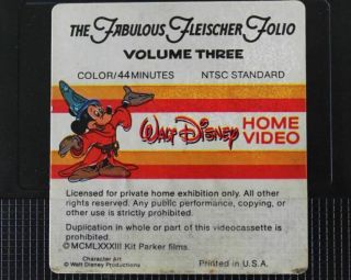 Walt Disney Home Video The Fabulous FLEISCHER Folio VOLUME 3 VHS clam shell rare 5
