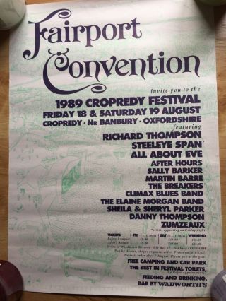 Fairport Convention Rare 1989 Cropredy Festival Poster