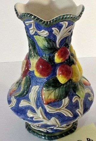 Fitz & Floyd Vintage Florentine Fruit,  Vase 8 3/4 " Rare