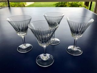 Vintage Set Of 4 Spiegelau Edged Crystall Wine Glasses - 1960 
