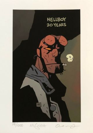 Mike Mignola Rare Hellboy 20th Print Signed 2x & Numbered 191/1000 Last One