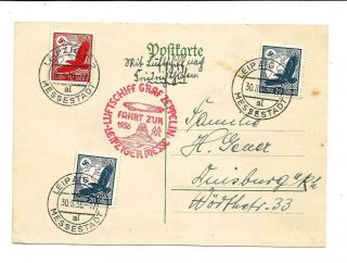 Zeppelin Germany Flight Postcard 08/30/1936 & Rare