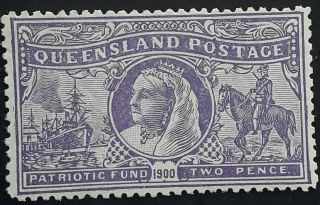 Rare 1900 - Queensland Australia 2d (1/ -) Violet Boer War Patriotic Fund Stamp Mnt