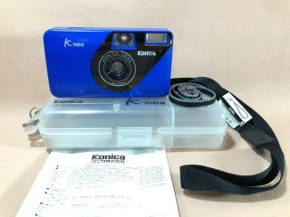 " Rare In Case " Konica K - Mini Blue 35mm Film Camera From Japan 19195