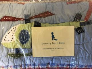 RARE Pottery Barn Kids Helicopter Baby Bedding 4 Pc Quilt Bumper Skirt Pillow 2