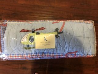 RARE Pottery Barn Kids Helicopter Baby Bedding 4 Pc Quilt Bumper Skirt Pillow 4
