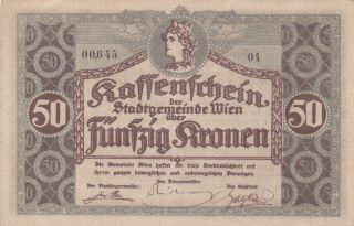 50 Kronen Very Fine - Ef Banknote From Austria/wien 1918 Rare
