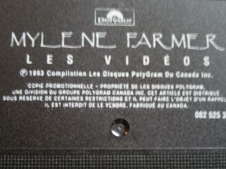 Mylene Farmer Rare VHS CANADA LES VIDEOS NTSC - PROMO - Copie Promotionnelle 1993 2