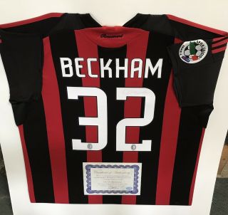 Signed David Beckham Ac Milan Shirt With Rare