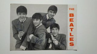 Beatles Rare Postcard Italy With Discography On Back Early 1965