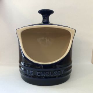 Le Creuset Stoneware 10 - Ounce Salt Crock Keeper Indigo (cobalt Blue) Rare Color