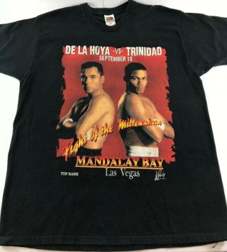 Rare Vintage 1999 Oscar De La Hoya Vs Felix Trinidad Boxing Shirt Xl Premium Tee
