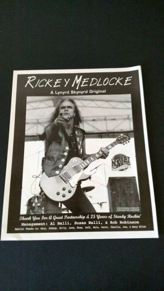 Rickey Medlocke A Lynynrd Skynyrd.  Rare Print Promo Poster Ad