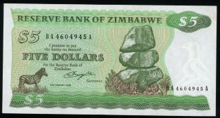 Zimbabwe 5 Dollars 1980 Rare Xf - Aunc P - 2 (d - 005)