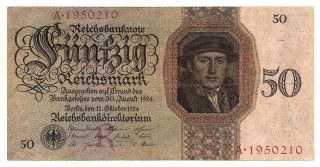 Germany 50 Reichsmark 1924 P177 Vf/vf,  Rare