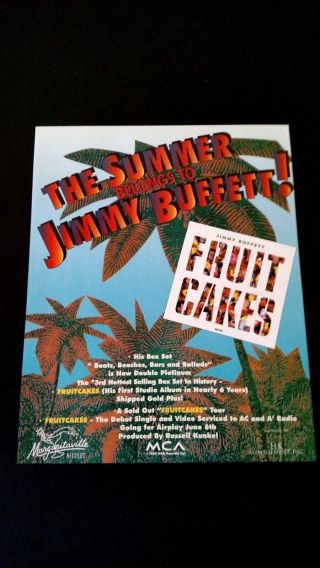 Jimmy Buffett " Fruit Cakes " (1994) Rare Print Promo Poster Ad