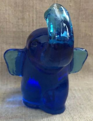 RARE KANAWHA Blue Art Glass ELEPHANT Figurine Paperweight with TAG 3