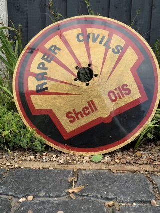 Barn Find Speedway Motorcycle Motorbike Shell Oil Sign Rare Wheel Disc Cover
