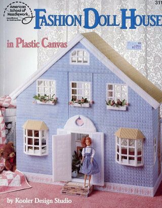 Fashion Doll House For Barbie Plastic Canvas Pattern Book Rare