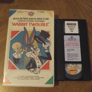 Bugs Bunny And Elmer Fudd Wabbit Twouble Vhs Clamshell Viddy Oh For Kids Rare