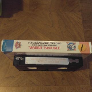 BUGS BUNNY AND ELMER FUDD WABBIT TWOUBLE VHS CLAMSHELL VIDDY OH FOR KIDS RARE 3