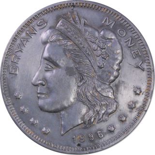 1896 Bryan Dollar - Schornstein 818; Nickel Plated Type Metal; Very Rare Au
