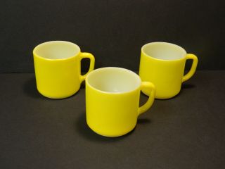 Rare Vintage 3 - Pc Set Of Federal Two - Tone Yellow & White Coffee Cups Mugs