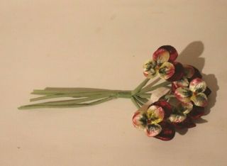 Rare Vintage Millinery Flowers Velvet Pansy/violets/leaves