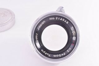 Rare Tokyo Kogaku Topcor - S lens 50mm/F2 Leica 39mm LMT screw mount 214948 6