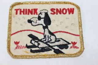 Vintage Ski Patch Peanuts Snoopy Sled Toboggansthink Snow - - Great Rare