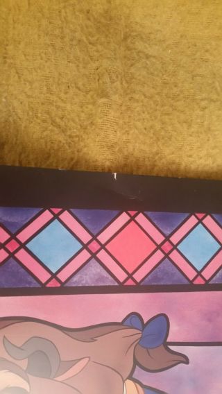 Disney ' s BEAUTY and the BEAST poster Rare Stained Glass background 21 1/2 