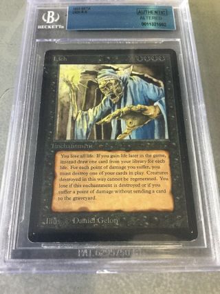 1993 Magic The Gathering MTG Beta Lich R K BGS Authentic Altered 2