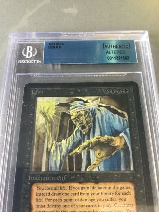 1993 Magic The Gathering MTG Beta Lich R K BGS Authentic Altered 3
