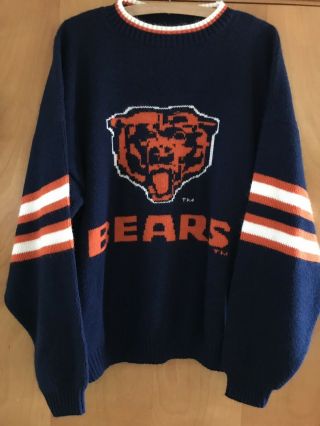 Vintage 80’s Chicago Bears Mascot Sweater Barrel Brand Made In Usa Rare L/xl Top