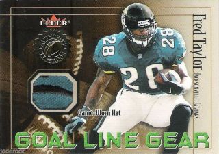 Fred Taylor 2001 Fleer Authority Goal Line Gear Game Worn Hat Rare 2 Color Patch
