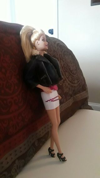 Mattel Barbie Doll 1998 - Rare - Not Removal Dress - Black Leather Jacket