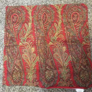 Pottery Barn Red Paisley 24 X 24 Inch Decorative Pillow Cover Rare Linen Blend