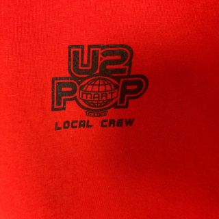 U2 Popmart Tour 1997 Local Crew Vintage T - Shirt Red Size L Rare Pop Mart