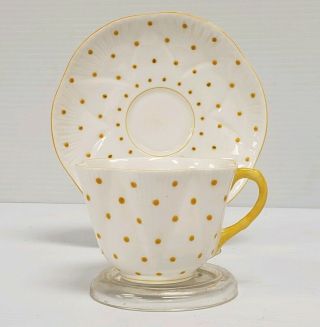 Rare Shelley Dainty Yellow Polka Dots Cup And Saucer Set 13748/y Wow