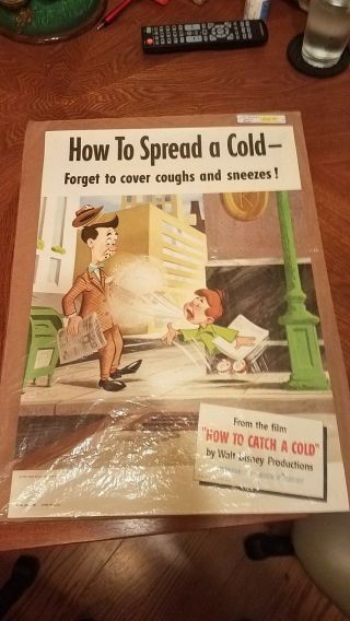 Vintage 1951 Walt Disney Kleenex Posters How To Spread A Cold Rare Htf Movie