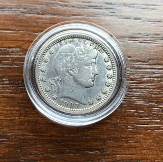 1907 - D Silver Barber Quarter In Top Rare Bargain Find