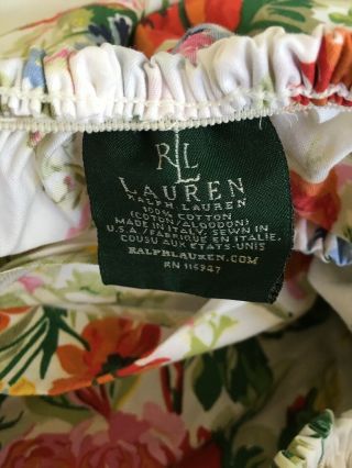 RARE Ralph Lauren Belle Harbor White Floral Queen Deep Fitted Sheet. 3