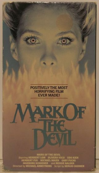 " Mark Of The Devil " Rare Horror Vhs 1969 / 1986 Lightning Video Edition Slip Cse